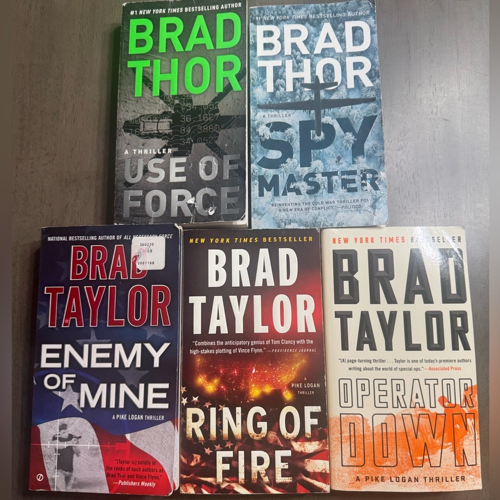 Brad Thor and Brad Taylor bundle of paperback books